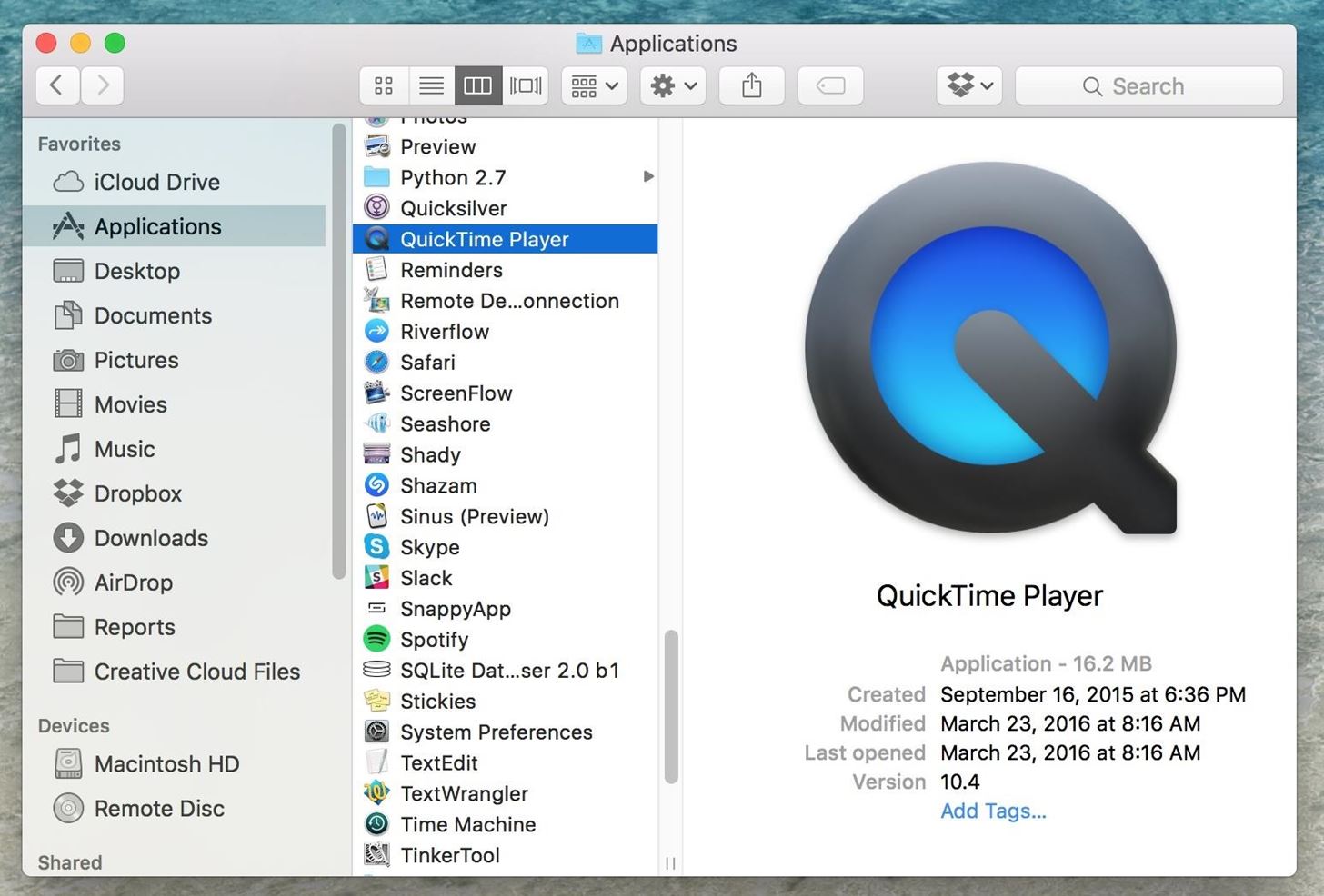 what version of quicktime works with sierra for a mac